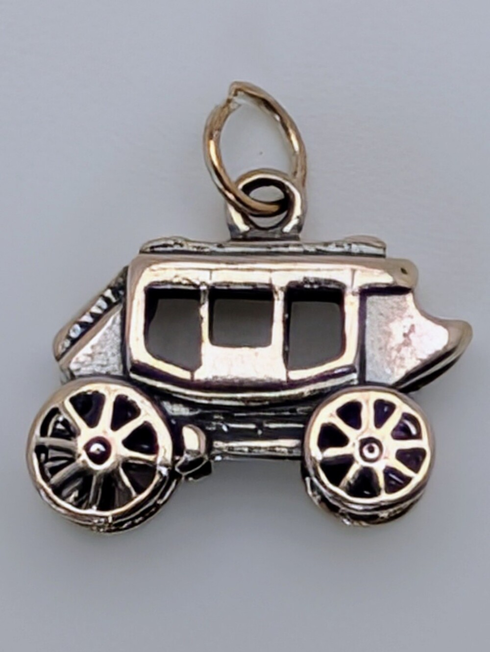 Horsedrawn Carriage Wagon S925 Sterling Silver Charm Pendant - Picture 2 of 6